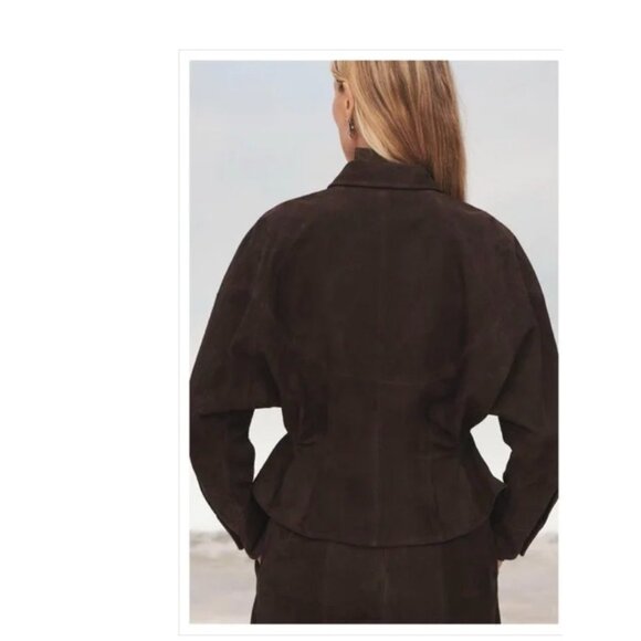 Zara Womans Jacket Coat 100% suede Leather Size XS Brown 1966/901 A/W 2024 NWT - Picture 4 of 9